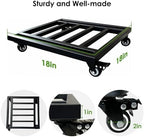 18" Metal Plant Caddy with Wheels Heavy Duty,Square Large Plant Stand Indoor Outdoor Use,Rolling Plant Dolly with Industrial Casters,Rust-Proof Black Plant Tray for Large Planters Pots,2-Pack - Image 2