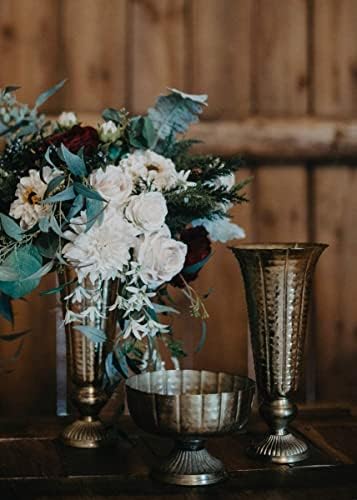 Distressed Gold Metal Compote Bowl | Gold Compote Vase l Lita Metal Vase l Indoor and Outdoor Compote for Any Event Decoration (6.5"x 14", Gold Flute) (72020) - Image 6