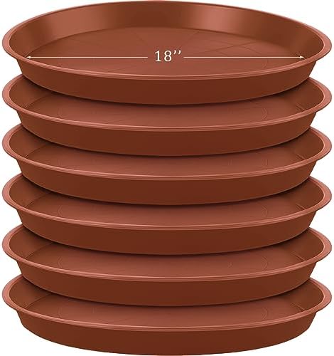 Eccliy 6 Pack Plastic Plant Saucer, Round, 18 Inch, Terracotta by Eccliy