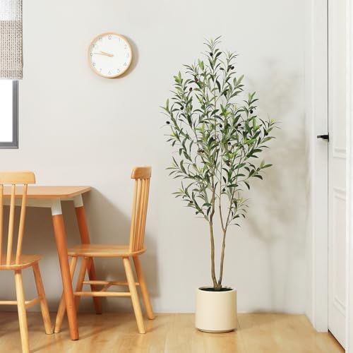 LOMANTO Artificial Olive Trees, 5 ft Tall Fake Olive Trees for Indoor - Image 5