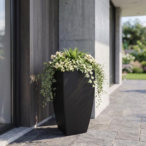 Mayne Kade 38in Self-Watering Modern Tall Square Planter, Black - Image 3