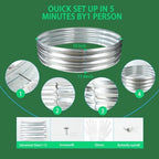 Durable Round Galvanized Steel Raised Garden Bed for Planting,Round Galvanized Steel Fire Ring/Fir Pit for Outdoor- 5×5×1FT,0.8MM Thick (Silver, 60 ins Diameter x 12 ins high) - Image 5