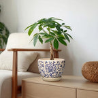 6 Inch Plant Pot, Ceramic Planters for Snake Plants, Retro Blue - Image 3