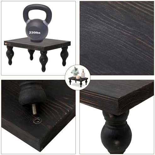 Decorative Wood Risers for Display - 12 x 9 x 5.5 Wood Pedestal Stand Table for Farmhouse Decor, Kitchen Counter Decor - Wooden Kitchen Soap Tray for Farmhouse Table Decor (Classic Black) - Image 2