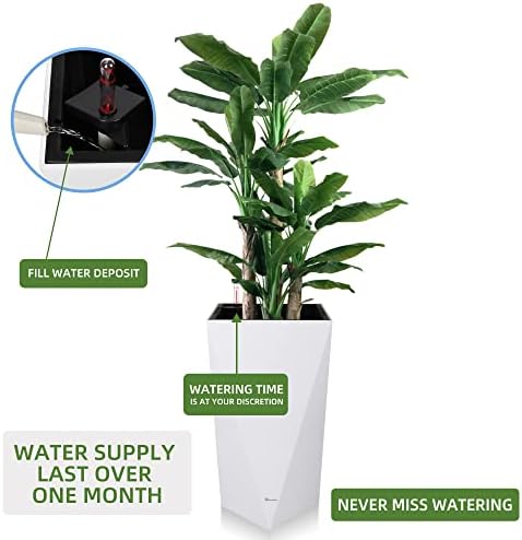 Dexceder 24 Inches Self Watering Tall Planter (White) - Image 5