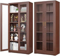 Polup 71" Wood Grain Metal Glass Display Cabinet with Security Lock by POLUP
