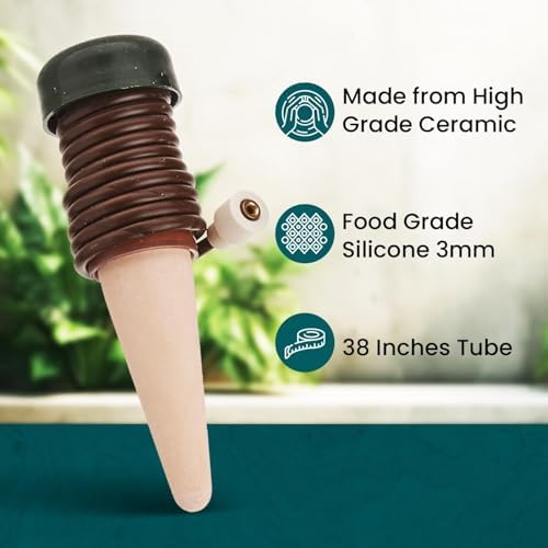 Blumat Classic Self-Watering Stakes - Prevents Overwatering and Underwatering for Healthy Growth While You are Away - Ideal for Indoor Plant Watering, 12 Pack, w Adapter - Image 4