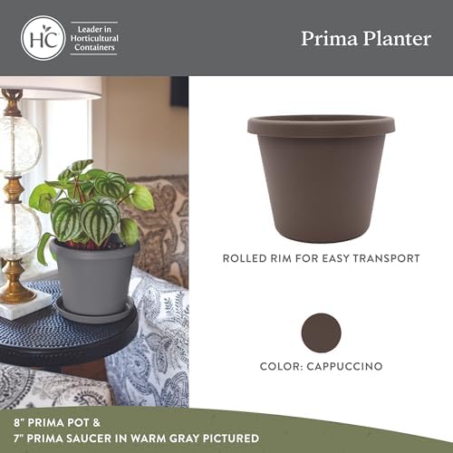 The HC Companies Prima Round Plastic Plant Pot w/Rolled Rim - Lightweight & UV Resistant Flower Pot for Herbs & More - Outdoor & Indoor Plant Pots w/Drainage (20 inch, Cappuccino, Pack of 1) - Image 2