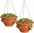Ultimate Hanging Baskets - Strawberry, Tomato, Flower, and Herb Outdoor Planters - Use Garden Pots for Growing Plants Outside On A Deck, Fence, or Balcony (10, Terracotta) - Image 7