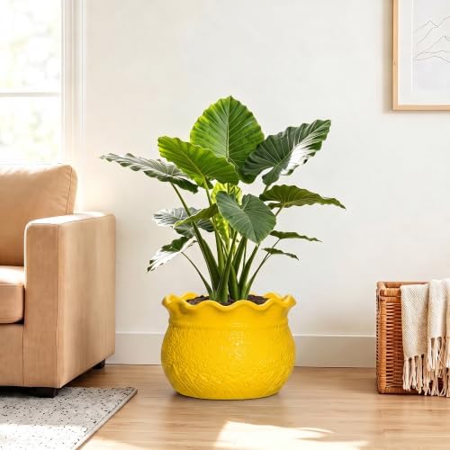 Ceramic Flower Pots 12 Inch, Indoor Plant Pot, Yellow - Image 6