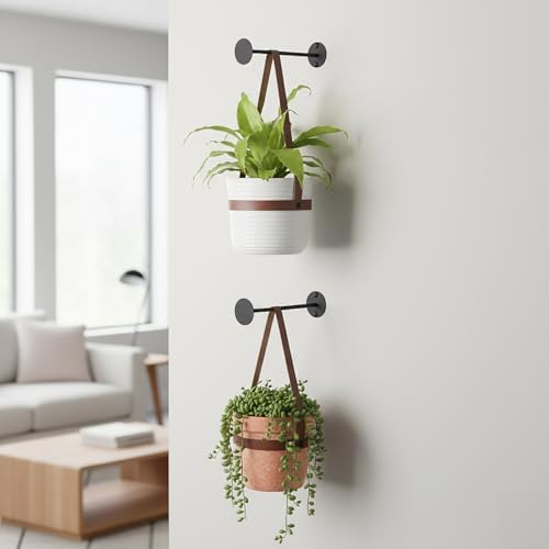 Bloem Revel 8" Indoor Wall-Mount Plant Hook, 15 lb Capacity, Black, 2-Pack - Image 2