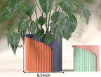 Modern Decorative Plant Pot, Ribbed Texture, Multicolor, Indoor Planter, Geometric Style - Image 2