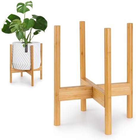 Fox & Fern Mid Century Plant Stands for Indoor Planters, Bamboo, 11.8 Inch by FoxFern