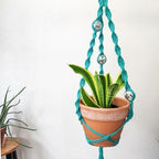 Set of 2 Macrame Plant Hanger Disco ball decor Hanging planters for indoor plants Cool gifts for plant lovers Boho plant pots plant stand indoor Hanging planters for outdoor plants (Ocean Teal) - Image 7