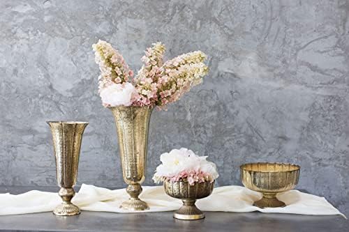 Distressed Gold Metal Compote Bowl | Gold Compote Vase l Lita Metal Vase l Indoor and Outdoor Compote for Any Event Decoration (6.5"x 14", Gold Flute) (72020) - Image 4