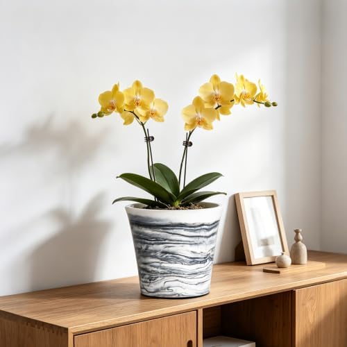 6 Inch Marble Resin Plant Pot with Drainage Hole cone Decor Flower Planter - Image 6