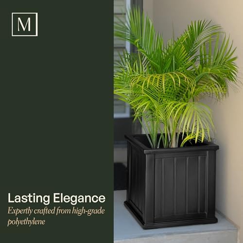 Mayne Cape Cod 16in Self-Watering Square Planter, Black - Image 4