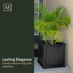 Mayne Cape Cod 16in Self-Watering Square Planter, Black - Image 4