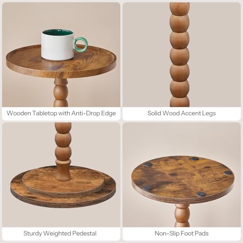 HOOBRO Small Round Side Tables, Set of 2, Drink Tables, Wooden End Tables - Image 7