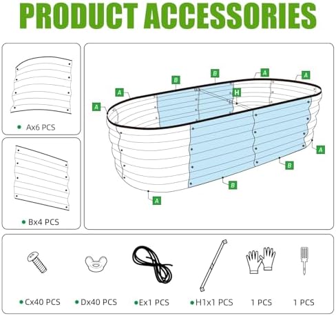 SnugNiture Galvanized Raised Garden Bed Outdoor, 4 Pcs 4x2x1ft Oval Metal Planter Box for Planting Plants Vegetables, White - Image 4