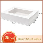 Mefleet 25pcs 19x14x4 Half Sheet Cake Boxes with Window Bakery Boxes White - Image 2