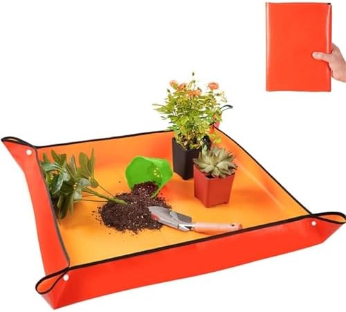 Waterproof Foldable Planting Mat Garden Potting Pad for Flowerpot Transplanting Mixing Soil Plant Pruning Tool for Indoor Plant Repotting(Yellow-3 Size) - Image 3