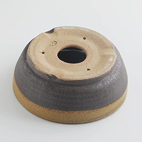 Wazakura Shigaraki Series Yellow Dust Stripe Glazed Ceramic Bonsai Pot - Image 3