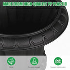 19.7" Tall Urn Planter, 2/4 Pack Large Plastic Outdoor Planters, Classic Round Flower Pot in Pure White for Front Porch, Patio, Garden, Entryway, Walkway, Indoor Outdoor Decoration (Black, 2) - Image 7