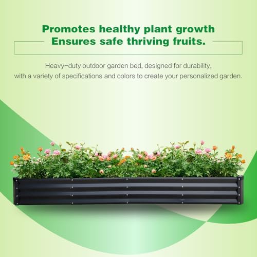 GARDMAX 8x4x1FT Galvanized Raised Garden Bed Kit, Metal Planter Boxes Outdoor with Easy Assembly, Large Garden Bed for Vegetables, Fruits, Flower, Herbs Rectangle Dark Gray - Image 6