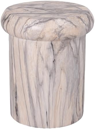 Christopher Knight Home 18.11 Inch Sculptural MGO Side Table Modern Round End Table Faux Travertine Indoor Outdoor Pedestal Accent Table, Natural Marble Look - Image 5