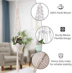 Boho Macrame Plant Hangers Set (6-Pack) - White - Image 4