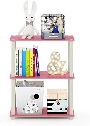 Furinno TURN-S-TUBE Storage Shelves, 3-Tier Book Shelf, Corner Shelf, Toolless Open Shelves, for Organization and Storage, Living Room, Garage, Home Office, Pink - Image 5