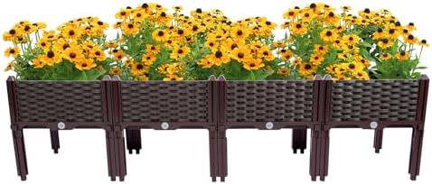 Raised Garden Bed with Legs Elevated Planter Box Outdoor Cedar Garden Bed with Drainage Holes for Gardening, Vegetable, Flower, Plants by Titunjian