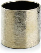 WGVI Gold Etched Ceramic Cylinder Vase Width 5.5" Height 5", Flower Arrangements, Candle Holder, Terrarium Planter Pot, Storage Container Organizer, Pen Brush Holder, Scratched Texture Design, 12 Pc - Image 2
