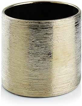 WGVI Gold Etched Ceramic Cylinder Vase Width 5.5" Height 5", Flower Arrangements, Candle Holder, Terrarium Planter Pot, Storage Container Organizer, Pen Brush Holder, Scratched Texture Design, 12 Pc - Image 2