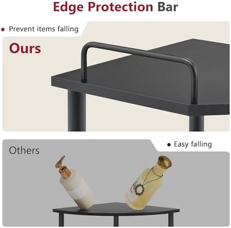 Tajsoon 5 Tier Corner Shelf Stand, Standing Corner Shelf Unit, Black - Image 3