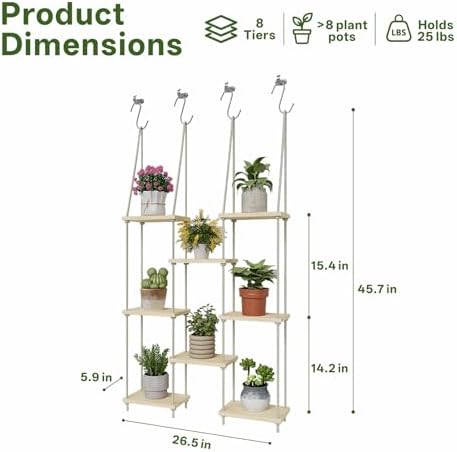 Window Plant Shelves Hanging Rack for Indoor Home Decor, 8-Tier - Image 4