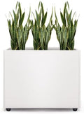 Planter Box Rectangular Block - 16×12×12IN Galvanized Steel Metal Long Box Planter Easy Installation Modern Outdoor Tall Planters All-Weather Use with Drainage Holes for Patio/Porch(White) by Zezgeuro