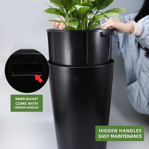 Dexceder 22x13 Self Watering Tall Planter (Black Matte) - Image 4