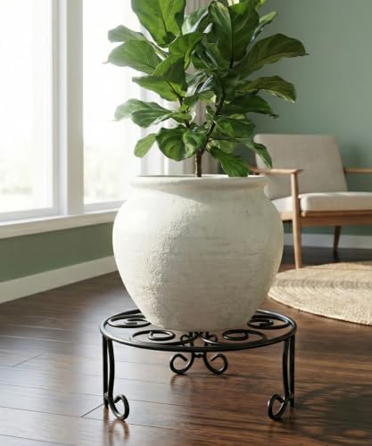 2 Pack Iron Plant Stand Low Profile,13 Inch Diameter Wide Round Metal Flower Stand for Indoor Outdoor Large Plants, Short Heavy Duty Display Holder for Wide Pots, Patio Garden Home Decor,Rustproof Matte Black(2 Pack 13 Diameter 5 inches Tall Black) - Image 5