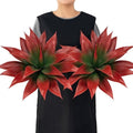 Ttranewsoo 2-Pack 18-Inch Faux Tropical Outdoor Plants, UV Resistant Artificial Agave Plants and Realistic Succulent Greenery for Planters, Porch, Patio, Garden, Entryway and Home Decor, Red by Ttranewsoo