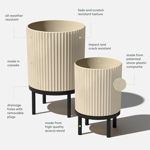 Veradek Demi Series Raised Duo Planters - Set of 2 Planters with Stands - Image 2