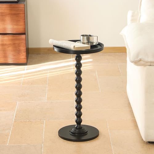 AWASEN Round Side Table, Small End Table for Small Spaces, Round Drink Accent Table Nightstand for Bedroom, Living Room, Corners, Office, Black - Image 6