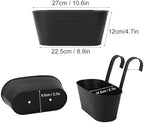 6 Pack Metal Railing Planter for Outdoor Plants, BlackIron Railing Planters, Metal Window Hanging Flower Pots for Balcony, Fence, and Patio Railings, Garden Decor with Drainage Holes - Image 2