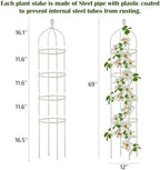 2 Pcs Garden Obelisk Trellis for Climbing Plants Outdoor 6 Ft Rose Bush Round Trellis for Pots Rustproof Metal Pipe with Plastic Coated Plant Flower Trellises for Clematis Vine Jasmine Support - Image 2