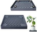 REDHUGO 2PCS Square Plant Caddy with Hidden Wheels, Heavy Duty Rolling Plant Stand Caddy with Wheels, Pot Base for Indoor Outdoor, Gray, 13 inches by REDHUGO