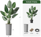 Artificial Tree in Black and White Geometric Planter, Fake Bird of Paradise Silk Tree for Indoor and Outdoor Home Decoration - 67" Overall Tall (Plant Pot Plus Tree) - Image 3