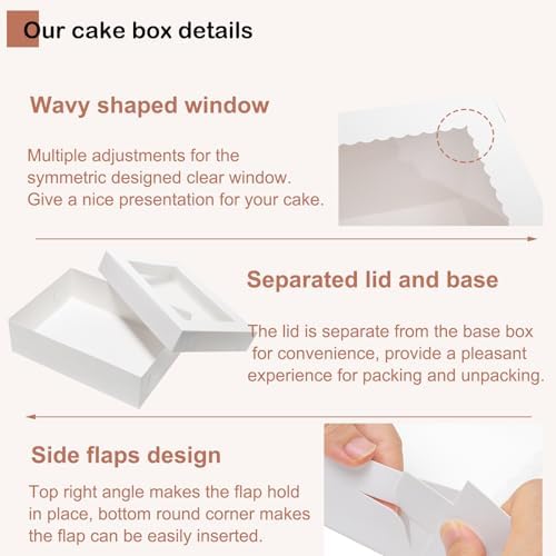 Mefleet 25pcs 14x10x4 Cake Boxes with Window Quarter Sheet Bakery Boxes - Image 3