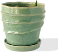 6in Plant Pot, Ceramic Planter, Plant Pots Indoor, Plant Pots with Drainage Holes and Saucers, Flower Pots for Indoor Plants, Bright Green by ChraljiGIFTWARE