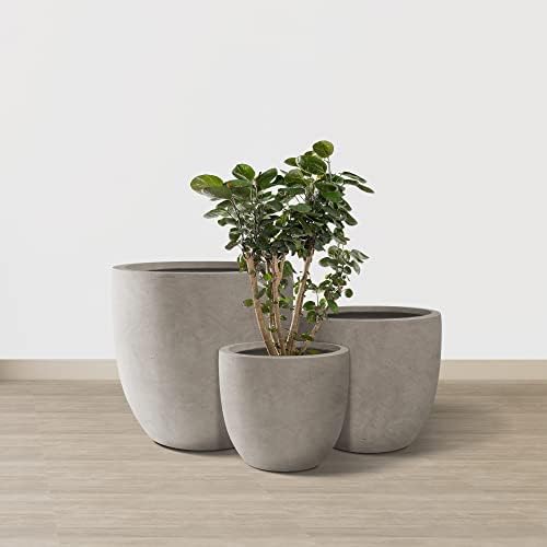 Kante Set of 3 Weathered Concrete Curved Planters 20" 16.5" 13.3" Dia - Image 6